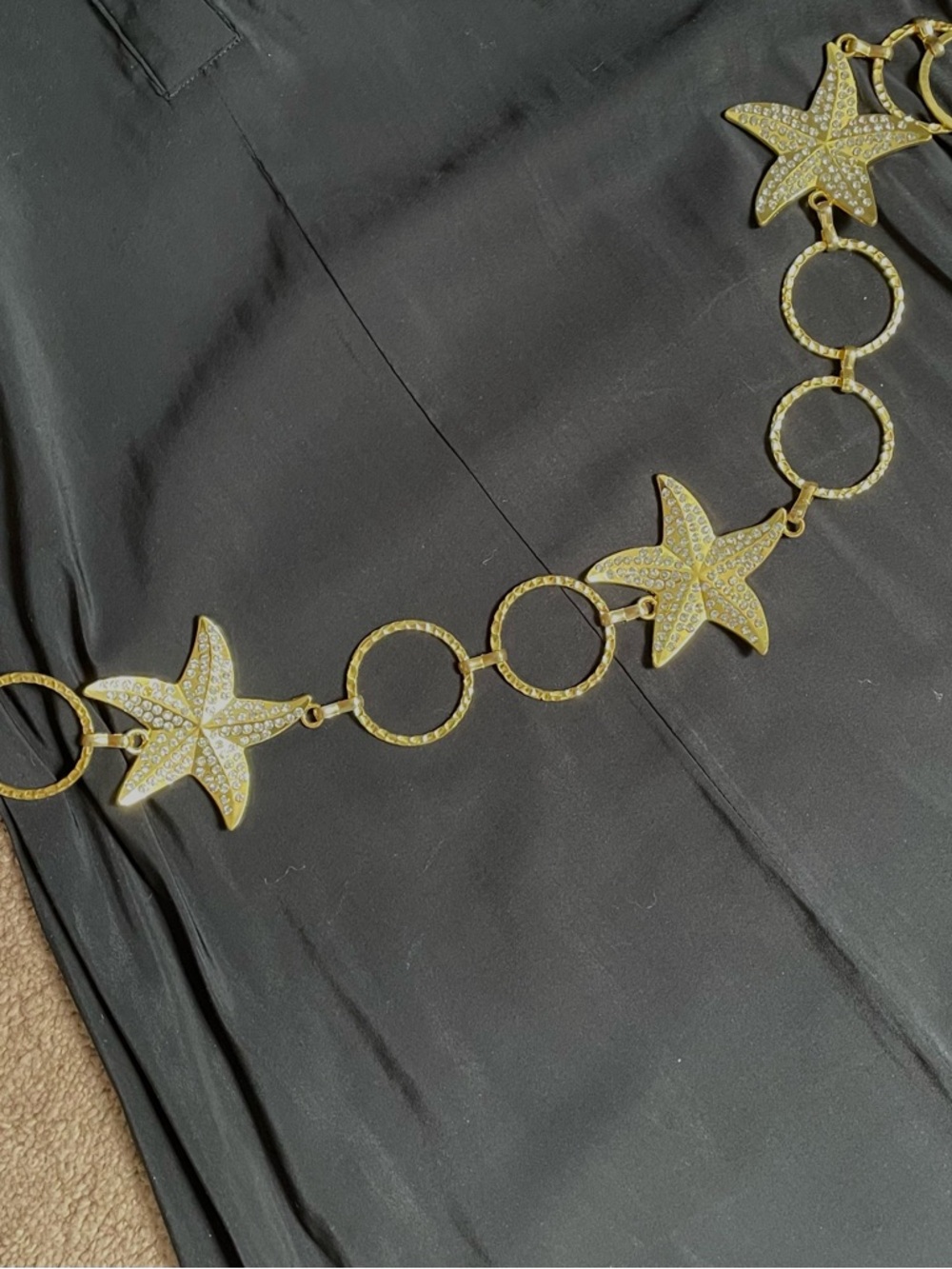 Gold Starfish Rhinestone Chain Belt - Picture 2 of 3
